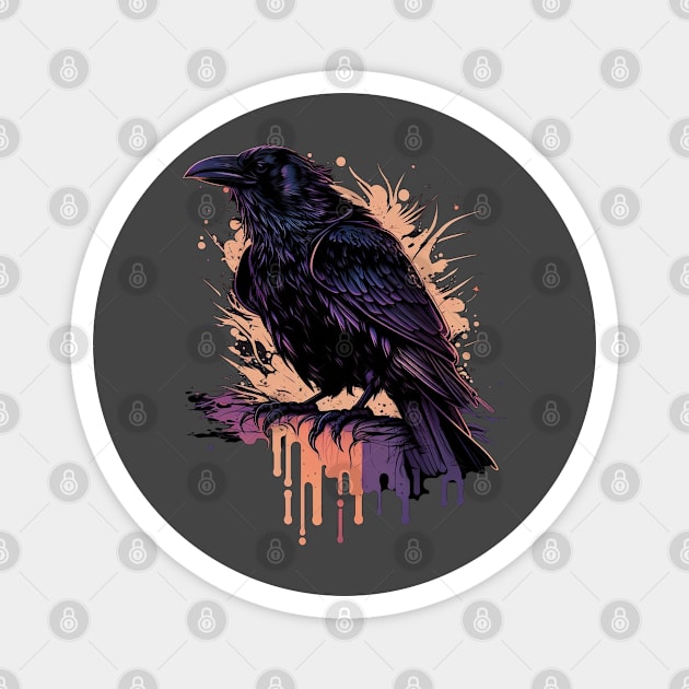 Raven Graphic Goth Black Crow Magnet by Linco